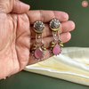 Chandrika Peacock Pink Drop Earrings DEVER-30