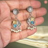 Gulmohar Turquoise Blue Oxidised Earrings DEVER-24
