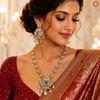 Lotus Bloom Polki Kundan Necklace Set DGNK-132