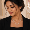 Crystal Glow Tear-Drop Premium Polki Kundan Necklace Set - DGNK-142