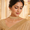 Crystal Bloom Premium Kundan Choker Necklace Set - DGNK-144