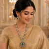 Mid Length Premium Kundan Floral Necklace Set DGNK-64
