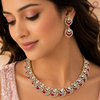 Royal Ruby Curve Choker Necklace Set - DGNK-143