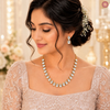 Premium Kundan Oval Shape One Liner Necklace Set DGNK-41