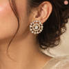 A bloom of brilliance in Kundan - Premium Kundan Flower Shape Earrings DGER-64